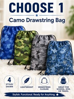 Camo Drawstring Bag - Blue